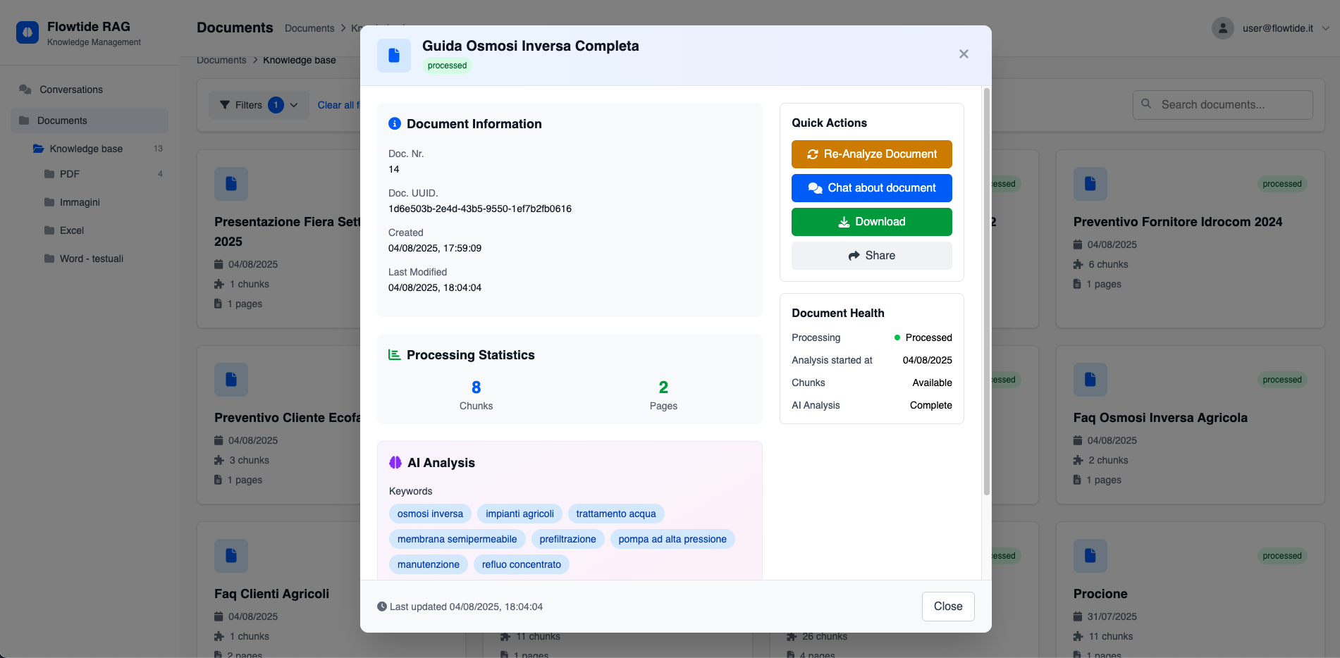 Anteprima Interfaccia Dashboard RAG