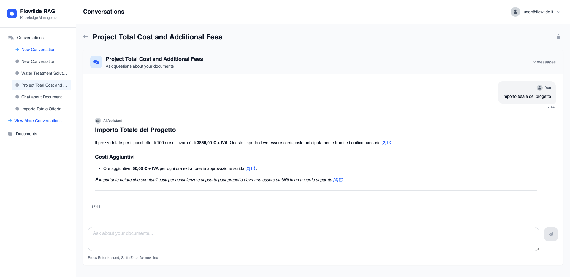 Anteprima Interfaccia Chat RAG